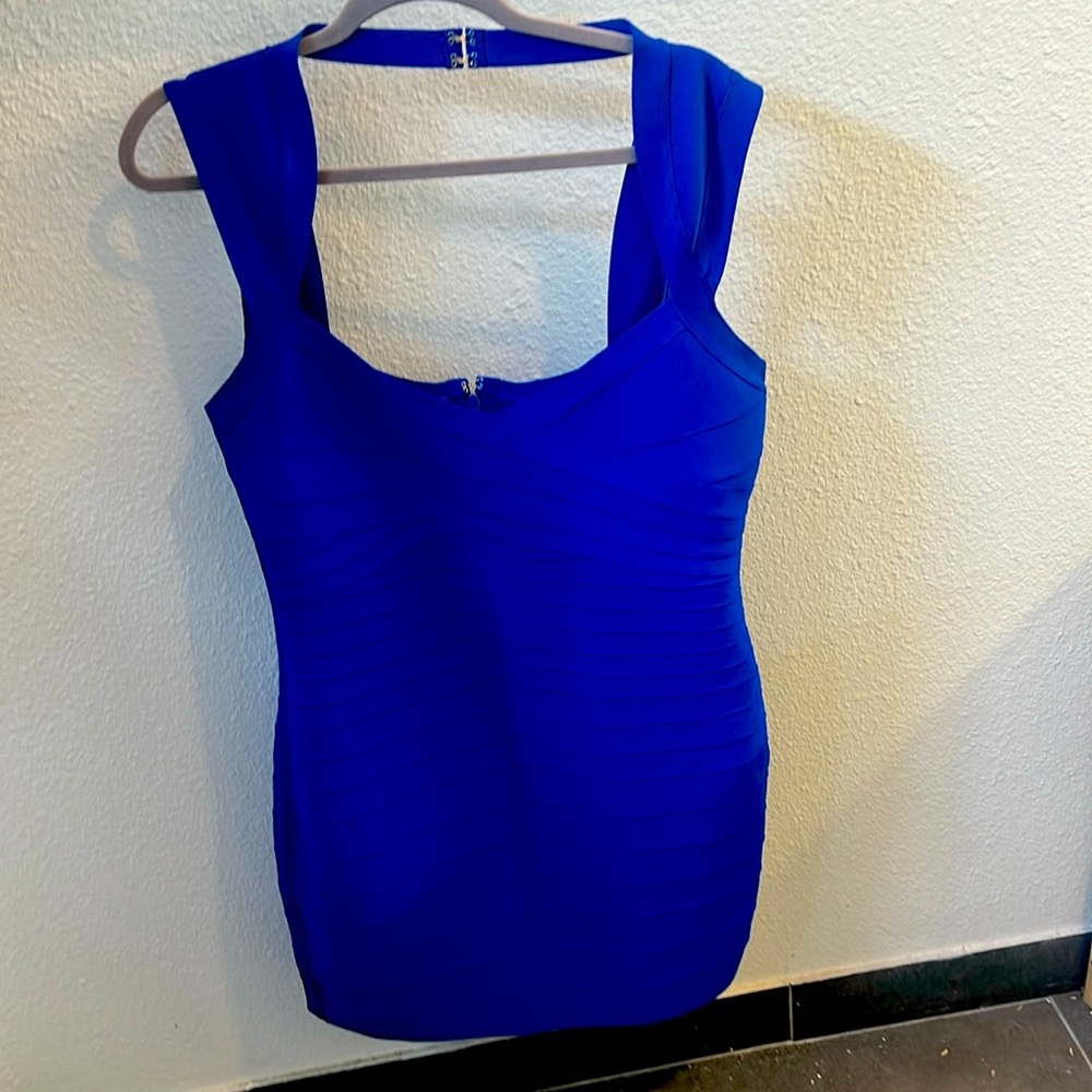 bebe luxe criss cross dress blue